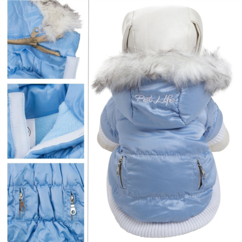 Pet Life classic metallic fashion 3m insulated dog coat parka w/ removable hood