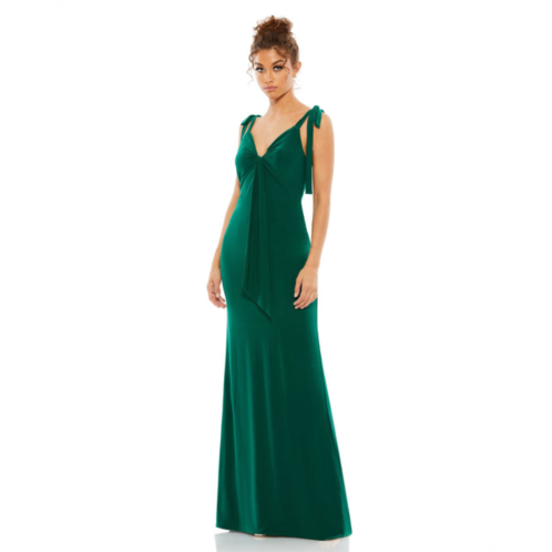 Mac Duggal jersey low back bow shoulder gown