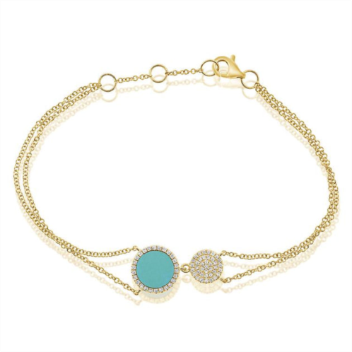 Sabrina Designs 14k gold diamond & turquoise disc bracelet