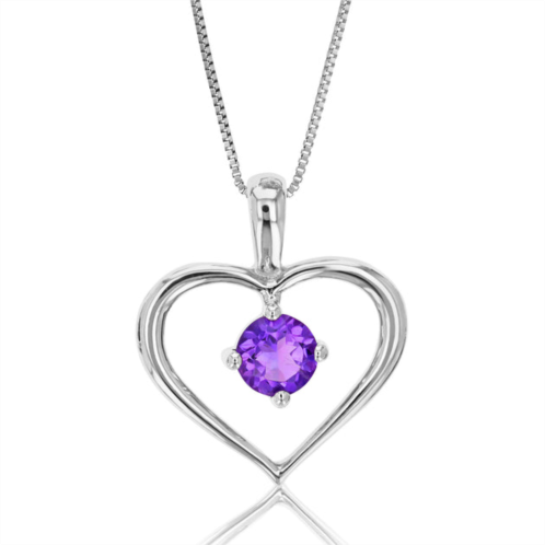 Vir Jewels 3/4 cttw pendant necklace, purple amethyst pendant necklace for women in .925 sterling silver with rhodium, 18 inch chain, prong setting