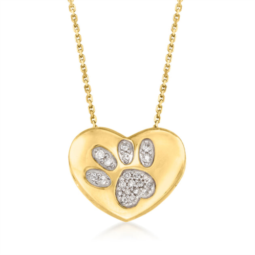 Ross-Simons diamond paw print heart pendant necklace in 18kt gold over sterling