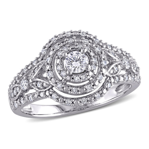 Mimi & Max 1/2ct tdw diamond halo cluster engagement ring in 10k white gold