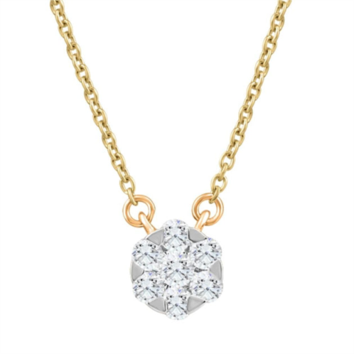 Pompeii3 1/4ct tw diamond halo round pendant yellow gold womens necklace 18