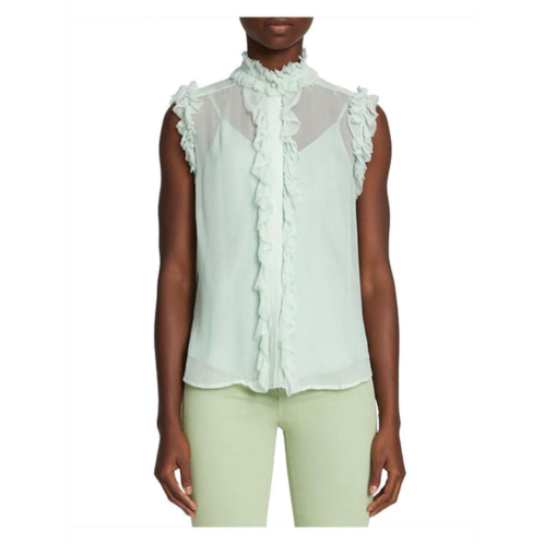 7 For All Mankind womens sheer v neck button-down top