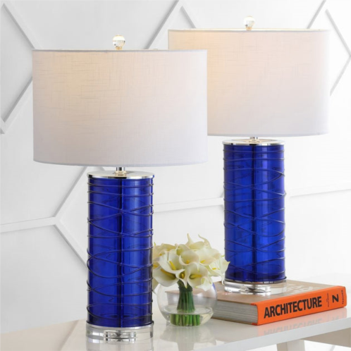 JONATHAN Y cole 27.5 modern fused glass cylinder led table lamp (set of 2)