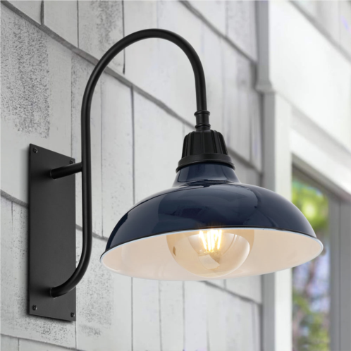 JONATHAN Y stanley 12.25 1-light farmhouse industrial indoor/outdoor iron led gooseneck arm outdoor sconce