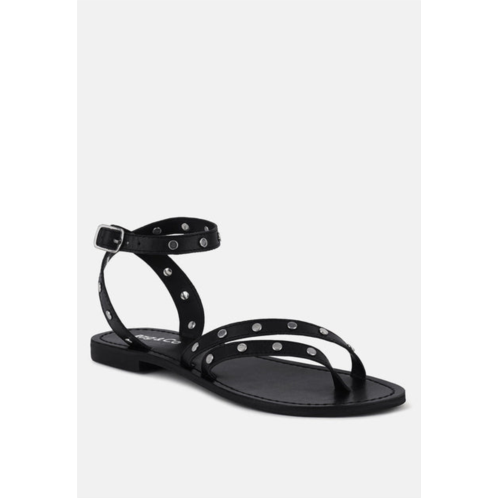 Rag & Co oprah studs embellished flat sandals in black