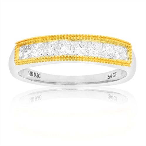 Vir Jewels 3/4 cttw princess cut diamond wedding band with milgrain 14k white gold 8 stones