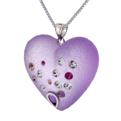 Vir Jewels 1.15 inches purple heart lucite pendant with multi color crystals with chain