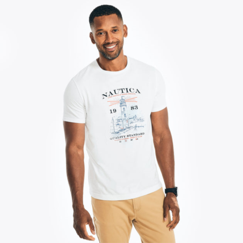 Nautica mens sustainably crafted lighthouse graphic t-shirt