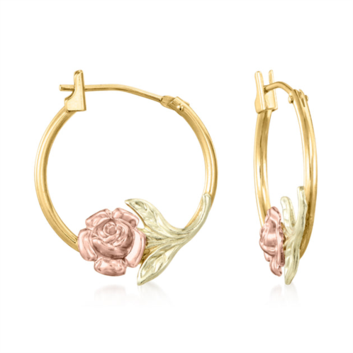 Ross-Simons 14kt 2-tone gold floral hoop earrings