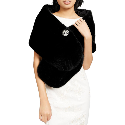 Adrianna Papell womens faux fur embellished shawl/wrap
