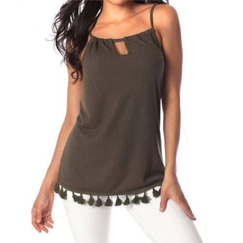 French kyss isabella tassel tank top in army