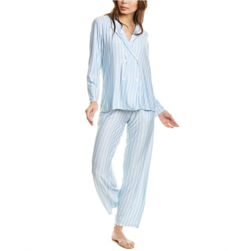 Hale Bob 2pc stripe 4-button pajama pant set