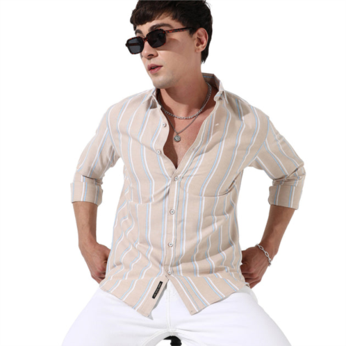 Campus Sutra striped cotton button-up shirt