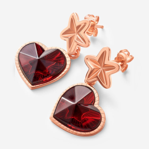 Baccarat vermeil, red crystal heart and star drop earrings 2813115
