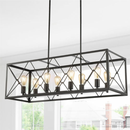 JONATHAN Y galax 39 8-light adjustable iron farmhouse industrial led dimmable pendant