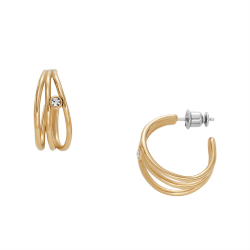 Skagen womens glitz wave gold-tone stainless steel hoop earrings