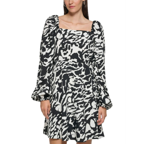 Karl Lagerfeld Paris womens printed square neck fit & flare dress