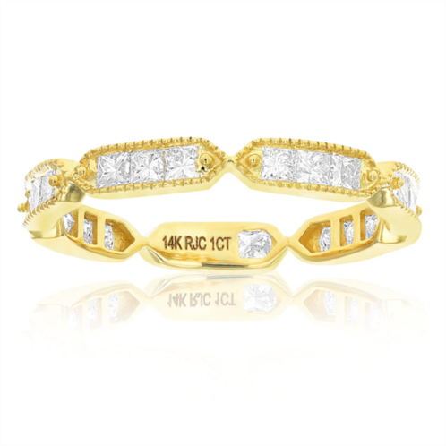 Vir Jewels 1 cttw princess diamond eternity ring wedding band with milgrain 14k yellow gold