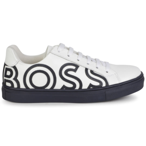 BOSS white navy logo lace sneaker