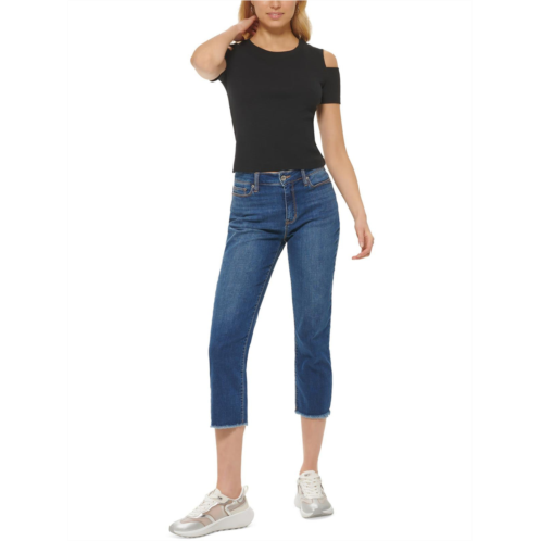 DKNY Jeans womens cut-out crewneck t-shirt