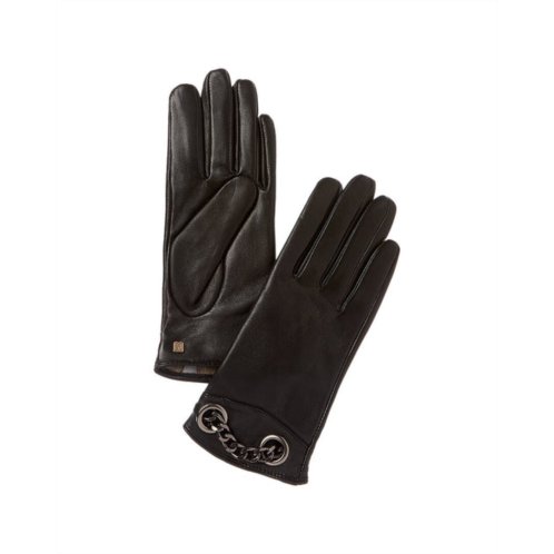 Bruno Magli chain cuff cashmere-lined leather gloves