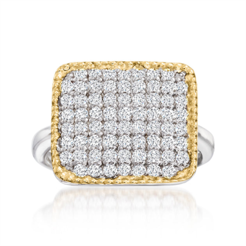 Ross-Simons cz square-top ring in sterling silver and 14kt gold