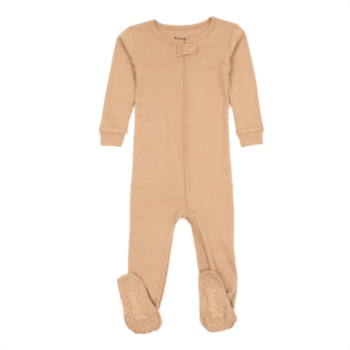 Leveret kids footed cotton pajamas neutral solid color