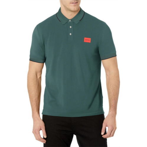 Hugo Boss hugo mens solid green square logo cotton short sleeve polo t-shirt