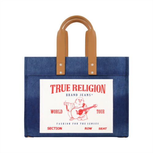 True Religion large washed navy denim tote