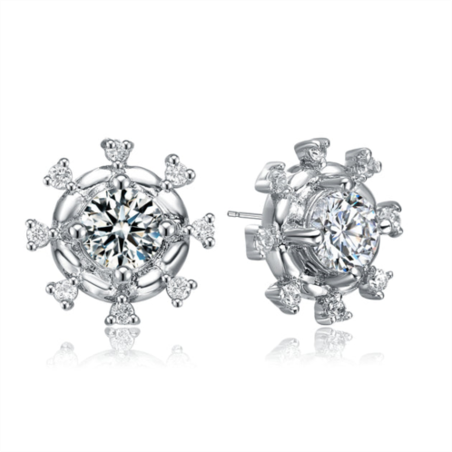 Genevive sterling silver cubic zirconia heart earrings