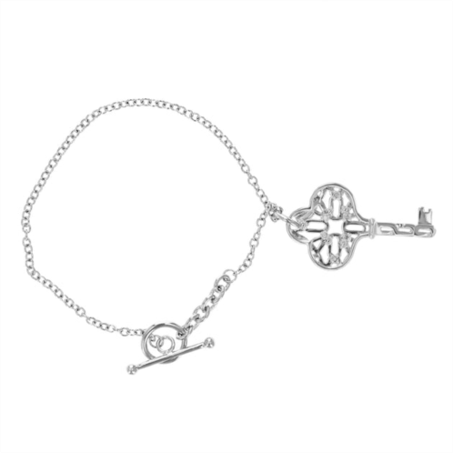 Vir Jewels 1/20 cttw diamond charm bracelet brass with rhodium plating key design