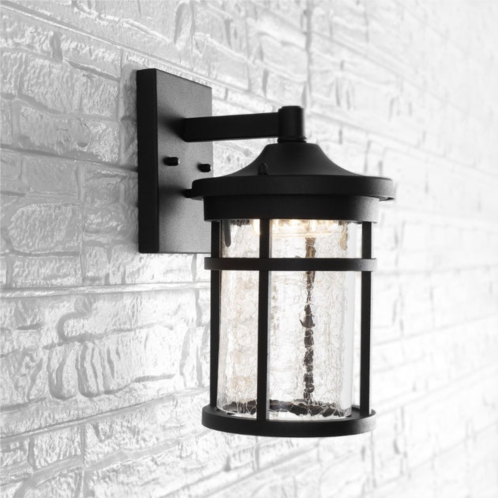JONATHAN Y campo 7.75 outdoor wall lantern crackled glass/metal integrated led wall sconce