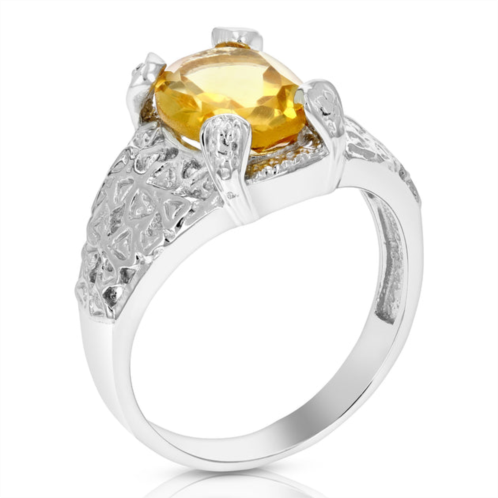 Vir Jewels 2 cttw oval shape citrine ring in .925 sterling silver with filigree design