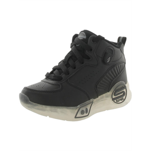 Skechers s-lights remix boys faux leather high top light-up shoes