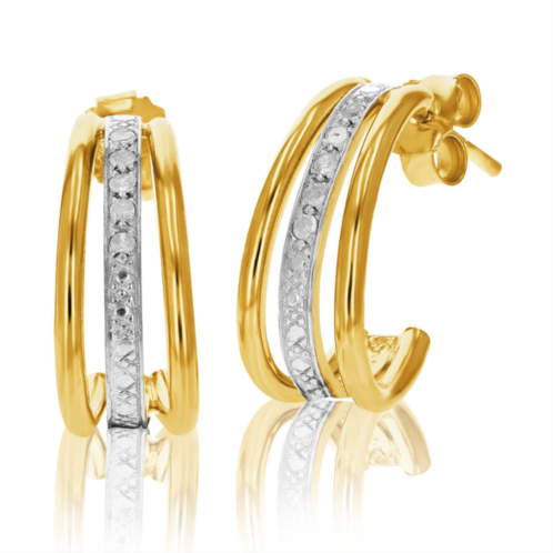 Vir Jewels 1/10 cttw diamond hoop earrings yellow gold plated over sterling silver