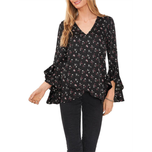 Vince Camuto womens satin floral blouse