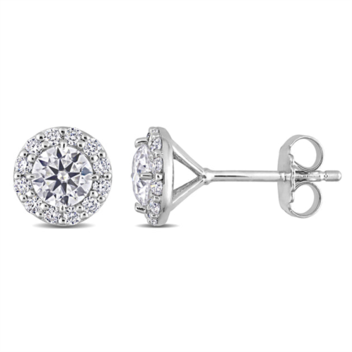 Mimi & Max 1 1/3ct dew created moissanite round halo stud earrings in sterling silver