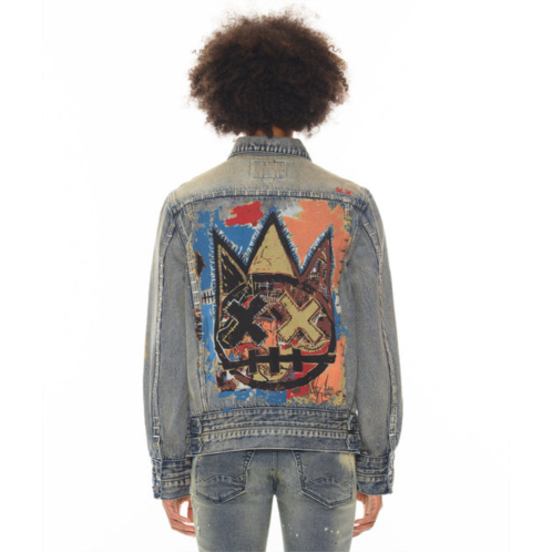 Cult of Individuality-Men type iv denim jacket with double cuff and waistband in basq
