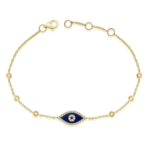 Sabrina Designs 14k gold & diamond lapis evil eye bracelet
