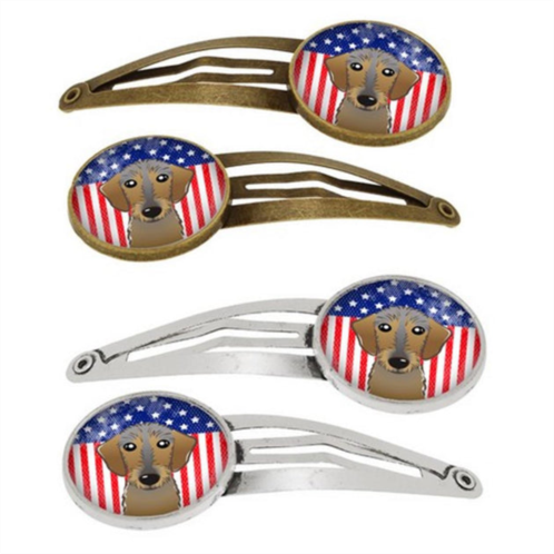 Carolines Treasures bb2163hcs4 american flag & wirehaired dachshund barrettes hair clips, set of 4