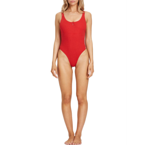 Charlie Holiday womens ribbed button one-piece swimsuit