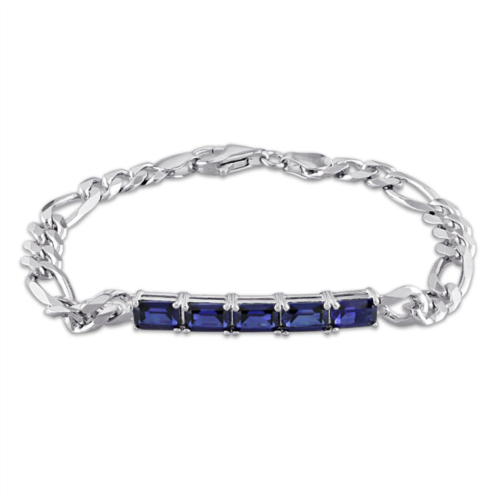 Mimi & Max 4 3/4 ct tgw created blue sapphire birthstone link bracelet in sterling silver