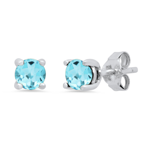 MAX + STONE sterling silver 5mm gemstone round stud earrings with push backs