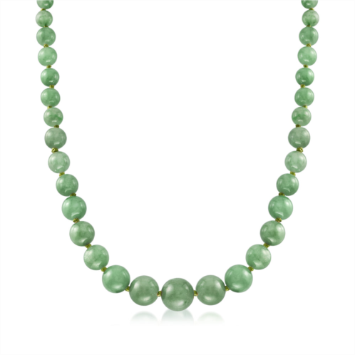 Ross-Simons 6-13mm graduated green jade bead necklace with 14kt yellow gold