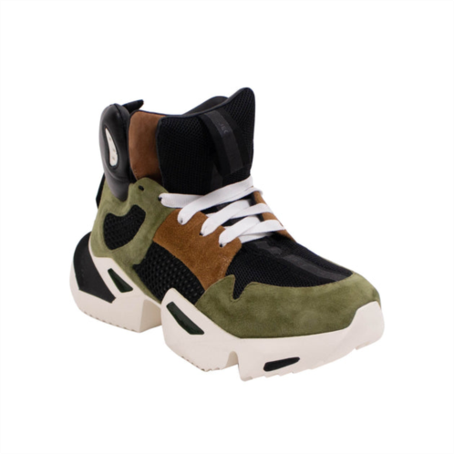 Unravel Project green suede lace up mid sneakers