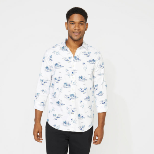 Nautica mens big & tall classic fit print long sleeve print oxford shirt