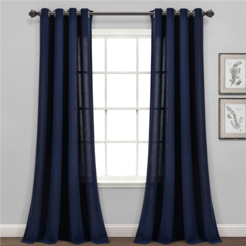 Lush Decor faux linen grommet window curtain panel set