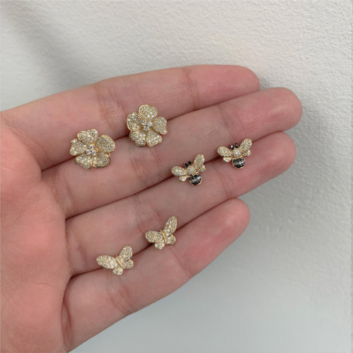 Sabrina Designs 14k gold & diamond bumble bee stud earrings